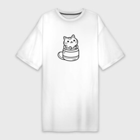 Платье-футболка хлопок с принтом Котик в банке в Санкт-Петербурге,  |  | animal | cat | pet | домашнее животное | животное | животные | зверек | звери | зверь | интересные иллюстрации | кот | котейка | коти | котик | кошара | кошка | прикольные картинки