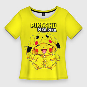 Женская футболка 3D Slim с принтом Пикачу Пика Пика в костюме в Санкт-Петербурге,  |  | pika | pikachu | аниме | игры | пика | пикачу | покемон | покемоны