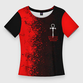 Женская футболка 3D Slim с принтом The Masquerade  Bloodhunt в Санкт-Петербурге,  |  | battle royale | blood hunt | bloodhunt | emblem | logo | the masquerade | vampire | блудхант | вампир | вампиры | лого | логотип | эмблема