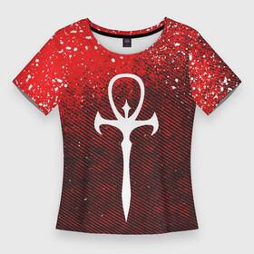 Женская футболка 3D Slim с принтом The Masquerade Bloodhunt  Emblem в Санкт-Петербурге,  |  | battle royale | blood hunt | bloodhunt | emblem | logo | the masquerade | vampire | блудхант | вампир | вампиры | лого | логотип | эмблема