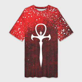 Платье-футболка 3D с принтом The Masquerade Bloodhunt  Emblem в Санкт-Петербурге,  |  | battle royale | blood hunt | bloodhunt | emblem | logo | the masquerade | vampire | блудхант | вампир | вампиры | лого | логотип | эмблема
