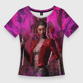 Женская футболка 3D Slim с принтом Vampire Punk  Bloodhunt в Санкт-Петербурге,  |  | battle royale | blood hunt | bloodhunt | emblem | logo | the masquerade | vampire | блудхант | вампир | вампиры | лого | логотип | эмблема