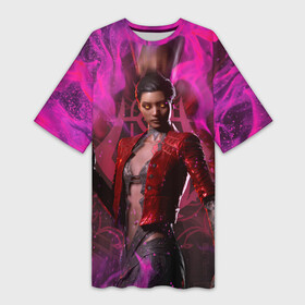 Платье-футболка 3D с принтом Vampire Punk  Bloodhunt в Санкт-Петербурге,  |  | battle royale | blood hunt | bloodhunt | emblem | logo | the masquerade | vampire | блудхант | вампир | вампиры | лого | логотип | эмблема