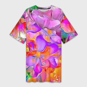 Платье-футболка 3D с принтом ЦВЕТОЧНЫЙ РАЙ 1 в Санкт-Петербурге,  |  | весна | духовный | желтый | зеленый | изобилие | красочный | лето | любовь | медитация | милый | мир | природа | проявления | розовый | сад | символ | синий | счастливый | счастье | цветок | цветок жизни