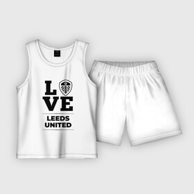 Детская пижама с шортами хлопок с принтом Leeds United Love Классика в Санкт-Петербурге,  |  | club | football | leeds | leeds united | logo | love | united | клуб | лидс | лого | мяч | символ | спорт | футбол | футболист | футболисты | футбольный | юнайтед