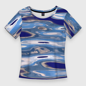 Женская футболка 3D Slim с принтом Волна  Тихий океан в Санкт-Петербурге,  |  | lake | ocean | sea | water | wave | вода | волна | море | озеро | океан