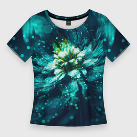 Женская футболка 3D Slim с принтом Цветок с пандоры в Санкт-Петербурге,  |  | 3d | 3д | flower | абстракция | арт | в подарок | волны | дитя эйвы | космос | морской цвет | пандора | прикольные цветы | с цветами | фентази | цветок | цветочный принт | цветы | эйва