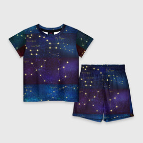 Детский костюм с шортами 3D с принтом Самые известные созвездия Северного полушария летом в Санкт-Петербурге,  |  | constellations | galaxy | stars | вселенная | звезды | небо | ночное | полушарие | северное | созвездия