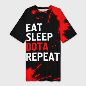 Платье-футболка 3D с принтом Eat Sleep Dota Repeat  Брызги в Санкт-Петербурге,  |  | dota | eat sleep dota repeat | logo | paint | брызги | дота | игра | игры | краска | лого | логотип | символ