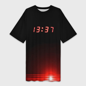 Платье-футболка 3D с принтом 1337  Elite в Санкт-Петербурге,  |  | 1337 мем | 13:37 время | l33t | leet | время | светодиодные часы | циферблат | часовщик | электронные часы
