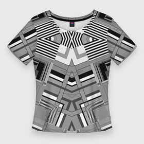 Женская футболка 3D Slim с принтом Черно белый современный геометрический узор. Симметрия в Санкт-Петербурге,  |  | абстрактный | геометрический | креативный | модный | молодежный | современный | стильный | черно белый