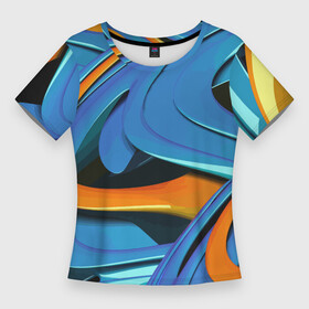 Женская футболка 3D Slim с принтом Abstraction  Fashion 2037 в Санкт-Петербурге,  |  | abstraction | color | fashion | pattern | wave | абстракция | волна | мода | узор | цвет