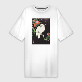 Платье-футболка хлопок с принтом Cockatoo and Pomegranate в Санкт-Петербурге,  |  | japan | ohara koson | винтаж | искусство | картины | культура японии | охара косон | попугай | птицы | япония | японская культура