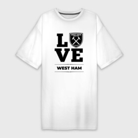 Платье-футболка хлопок с принтом West Ham Love Классика в Санкт-Петербурге,  |  | club | football | ham | logo | love | west | west ham | вест | клуб | лого | мяч | символ | спорт | футбол | футболист | футболисты | футбольный | хэм