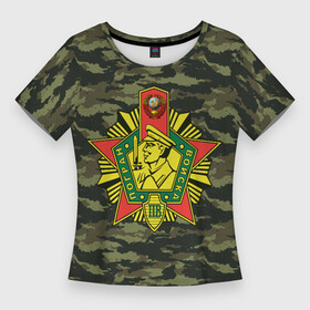 Женская футболка 3D Slim с принтом КГБ СССР  USSR в Санкт-Петербурге,  |  | войска | граница | кгб | охрана | погранвойска | пограничник | пограничные войска | силовая | силовики | советский союз | ссср | структура