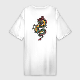 Платье-футболка хлопок с принтом Зелёный китайский дракон Lun в Санкт-Петербурге,  |  | china | chineese | dragon | dragons | snake dragon | большой дракон | в виде змеи | длинный дракон | дракон змей | дракон на спине | змеиный дракон | змей лун | китайская мифология | лун | лун сюй | огромный дракон