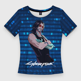 Женская футболка 3D Slim с принтом Johnny Джонни  Cyberpunk2077 в Санкт-Петербурге,  |  | 2077 | cyberpunk | cyberpunk 2077 | jognny | night city | vi | ви | джони | джонни | кибер | киберпанк | найтсити | панк