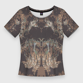 Женская футболка 3D Slim с принтом Абстрактный графический узор,коричневого цвета. Abstraction. в Санкт-Петербурге,  |  | абстракт | абстрактная графика | абстрактный | абстрактный дизайн | абстрактный принт | абстрактный рисунок | абстрактный узор | абстракция | современный | топ | тренд
