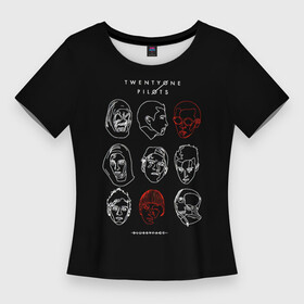Женская футболка 3D Slim с принтом TWENTY ONE PILOTS ( BLURRYFACE) в Санкт-Петербурге,  |  | 21 пилот | группа | двадцать один пилот | джош дан | лица | музыка | тайлер | топ