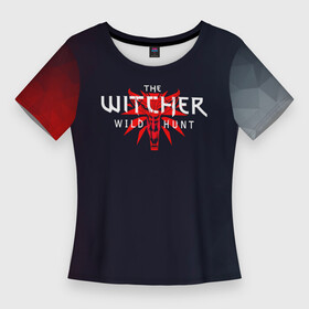 Женская футболка 3D Slim с принтом THE WITCHER  MONSTER SLAYER  ВОЛК в Санкт-Петербурге,  |  | Тематика изображения на принте: geralt | the witcher | the witcher wild hunt | witcher | ведьмак | ведьмак 3 | геральт | сериал