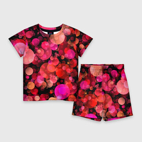 Детский костюм с шортами 3D с принтом ЦВЕТНЫЕ ВОЗДУШНЫЕ ПУЗЫРИ в Санкт-Петербурге,  |  | абстрактные | желтый | красный | красочные | круги | многоцветный | пузырь | разноцветный | розовый | синие | узор | цвета | цветной | цветные пузыри