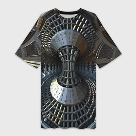 Платье-футболка 3D с принтом Механистический индустриальный паттерн  Броня  Mechanistic Industrial Pattern  Armor в Санкт-Петербурге,  |  | abstraction | armor | industry | metal | pattern | vanguard | абстракция | авангард | броня | индустрия | металл | узор