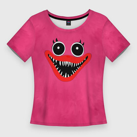 Женская футболка 3D Slim с принтом Кисси Мисси  Poppy Playtime Хаги Ваги в Санкт-Петербурге,  |  | poppy play me | poppy playtime | детский | игра | кисси мисси | мех | монстр | неон | персонаж | розовый | хаги ваги | шерсть