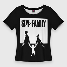 Женская футболка 3D Slim с принтом Spy x Family: Семья шпиона (черно белая) в Санкт-Петербурге,  |  | spy  family | манга | семья | супайфамири | тацуей эндо | шпион