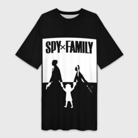 Платье-футболка 3D с принтом Spy x Family: Семья шпиона (черно белая) в Санкт-Петербурге,  |  | Тематика изображения на принте: spy  family | манга | семья | супайфамири | тацуей эндо | шпион