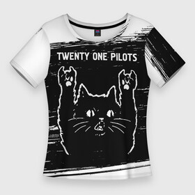 Женская футболка 3D Slim с принтом Twenty One Pilots  Rock Cat в Санкт-Петербурге,  |  | band | metal | one | pilots | rock | twenty | twenty one pilots | ван | группа | кот | краска | пилотс | рок | рок кот | твенти