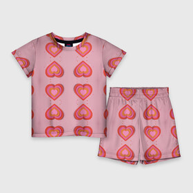 Детский костюм с шортами 3D с принтом Сердечки (перевернутые) в Санкт-Петербурге,  |  | love | валентинка | любовь | милота | нежность | розовый | сердце