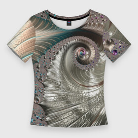 Женская футболка 3D Slim с принтом Fractal pattern  Spiral  Серебристый фрактал спираль в Санкт-Петербурге,  |  | abstraction | fashion | fractal | pattern | spiral | vangard | абстракция | авангард | мода | спираль | узор | фрактал