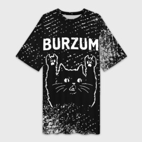 Платье-футболка 3D с принтом Burzum  Rock Cat в Санкт-Петербурге,  |  | band | burzum | metal | rock | бурзум | группа | кот | краска | краски | рок | рок кот