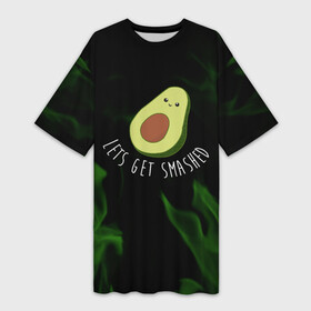 Платье-футболка 3D с принтом авокадо  зелёный огонь в Санкт-Петербурге,  |  | avocado | avocado couple | cartoon | ава | авокадо | забавно | пара авокадо | семейное веселье | смешные комиксы
