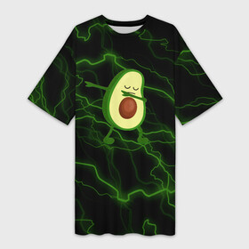 Платье-футболка 3D с принтом avocado  молнии в Санкт-Петербурге,  |  | avocado | avocado couple | cartoon | ава | авокадо | забавно | пара авокадо | семейное веселье | смешные комиксы