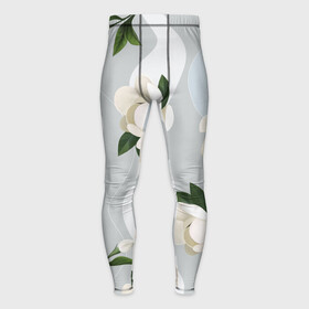 Мужские тайтсы 3D с принтом Цветы Белые С Полосами в Санкт-Петербурге,  |  | flowers | природа | растение | флора | цветы