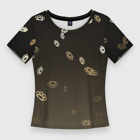 Женская футболка 3D Slim с принтом brass knuckles  кастет в Санкт-Петербурге,  |  | Тематика изображения на принте: кастет | маленькие кастеты | темный