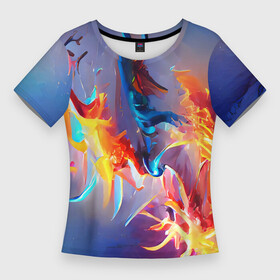 Женская футболка 3D Slim с принтом Замерзшее пламя в Санкт-Петербурге,  |  | abstraction | bright | colors | fire | flame | frozen | ice | multicolored | абстракция | горячий | краски | красочный | лед | огонь | пламя | разноцветный | сочный | фееричный | яркий