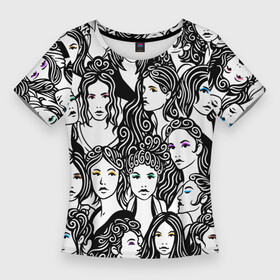 Женская футболка 3D Slim с принтом 26 девушек в Санкт-Петербурге,  |  | fashion | make up | pattern | бабы | девушка | женщина | иллюстрация | куча | лицо | макияж | много | много девушек | много женщин | мода | модель | паттерн | прическа | собрание | толпа | чб | черное белое | шествие