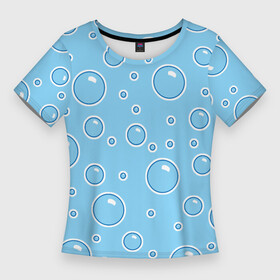 Женская футболка 3D Slim с принтом В пузырях в Санкт-Петербурге,  |  | bubbles | risovaki | underwater | underwater world | бассейн | вода | водный спорт | круги | кружочки | купание | море | на дне | ныряние | океан | плавание | погружение | под водой | подводный мир | прыжок в воду | пузыри