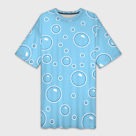 Платье-футболка 3D с принтом В пузырях в Санкт-Петербурге,  |  | bubbles | risovaki | underwater | underwater world | бассейн | вода | водный спорт | круги | кружочки | купание | море | на дне | ныряние | океан | плавание | погружение | под водой | подводный мир | прыжок в воду | пузыри