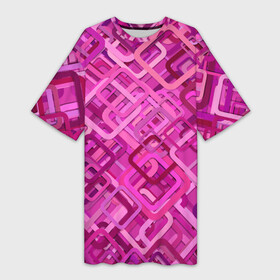Платье-футболка 3D с принтом КВАДРАТНЫЕ КОЛЬЦА в Санкт-Петербурге,  |  | abstraction | абстракция | геометрический | феолетовый | фигура | фон