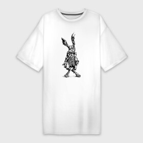 Платье-футболка хлопок с принтом Кролик  драное ухо с часами на животе  Rabbit  a torn ear with a watch on his stomach в Санкт-Петербурге,  |  | claws | ears | eyes | paws | rabbit | rag | watch | глаза | когти | кролик | лапы | рваньё | уши | часы