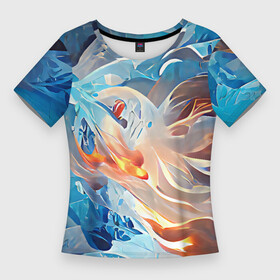 Женская футболка 3D Slim с принтом Ice  flame в Санкт-Петербурге,  |  | abstraction | blue | bright | colors | elements | flame | ice | multicoloured | orange | red | абстракция | вода | красный | лед | огонь | оранжевый | пламя | разноцветный | синий | стихии | цвета | яркий