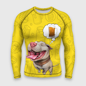 Мужской рашгард 3D с принтом BeerBull в Санкт-Петербурге,  |  | beer | pitbull | квас | любитель кваса | м | мем | мем с собакой | напиток | пенный напиток | питбуль | собака | собака мечтает | хочу квас