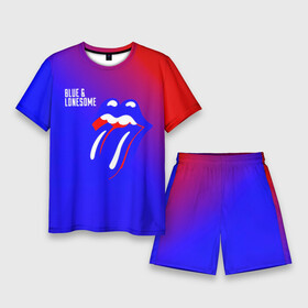 Мужской костюм с шортами 3D с принтом Blue and Lonesome  The Rolling Stones в Санкт-Петербурге,  |  | the rolling stones | бродяги | вольные странники | катящиеся камни | кит ричардс | мик джаггер | рок группа | рок н ролл | ролинг стоун | роллинг стоунс | рон вуд | стоунз | чарли уоттс