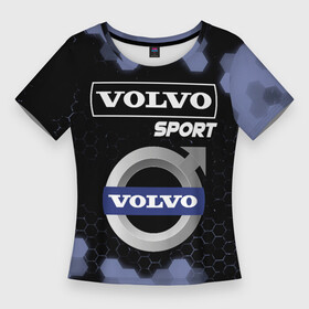 Женская футболка 3D Slim с принтом VOLVO  Sport + Соты в Санкт-Петербурге,  |  | auto | logo | moto | sport | symbol | volvo | авто | автомобиль | вольво | гонки | знак | лого | логотип | логотипы | марка | машина | мото | символ | символы | соты