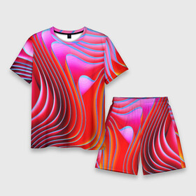 Мужской костюм с шортами 3D с принтом Разноцветные неоновые полосы  Волна  Multicolored neon stripes  Wave в Санкт-Петербурге,  |  | abstraction | color | fashion | neon | pattern | raster | stripe | wave | абстракция | волна | мода | неон | паттерн | полоса | растр | цвет
