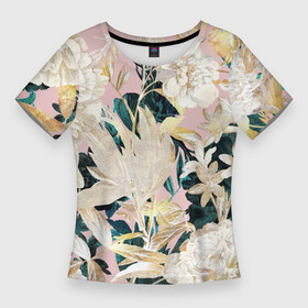 Женская футболка 3D Slim с принтом Цветы Королевский Цветочный Узор в Санкт-Петербурге,  |  | flowers | букет | природа | растение | флора | цветы