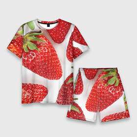 Мужской костюм с шортами 3D с принтом strawberries в Санкт-Петербурге,  |  | strawberries | еда | клубника | красный | лето | ростислав удача | сад | ягоды
